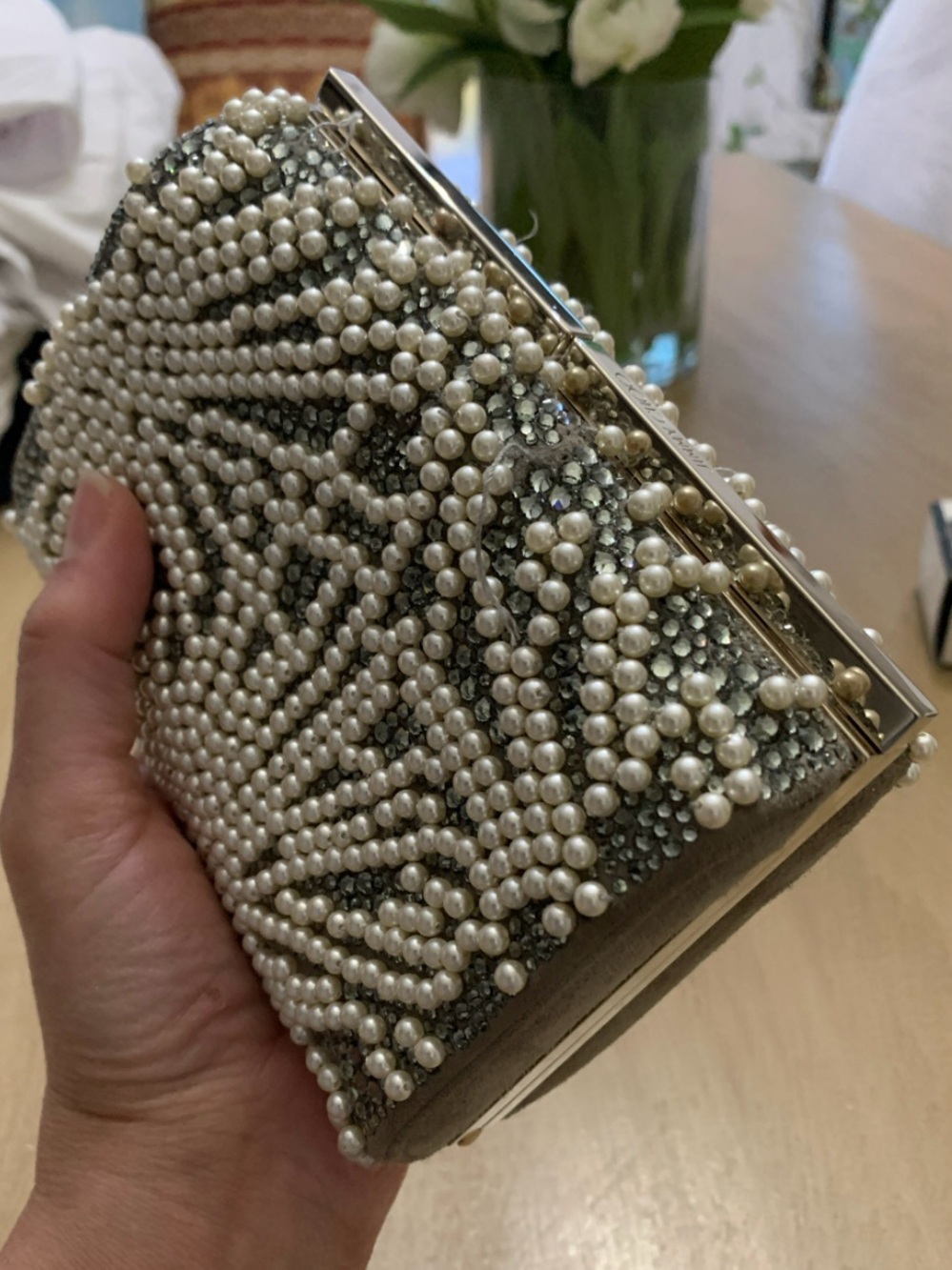 Jimmy Choo Cate Beaded & pearl Clutch Bag